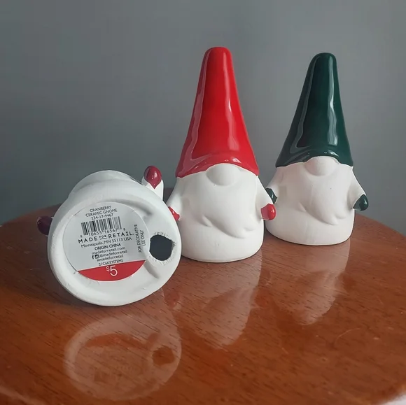 Made for Retail small ceramic gnomes,  5 inches tall, set of 3 - Picture 2 of 3